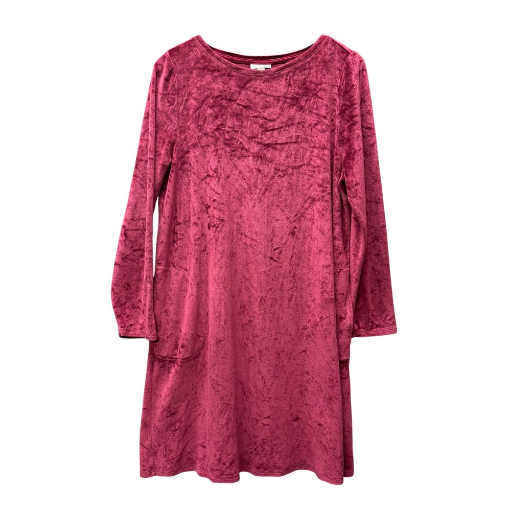 J Jill Dress Womens Large L‎ Velour Pure Jill Pullover Comfy Coastal Berry Pink